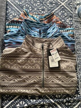 Cavender’s Aztec Print Quarter-Zip Pullovers Set of 3 Size S
